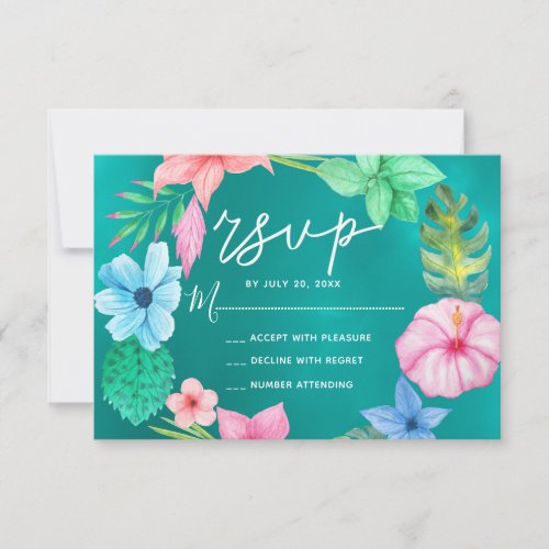 Beach water blue turquoise hawaiian rsvp wedding