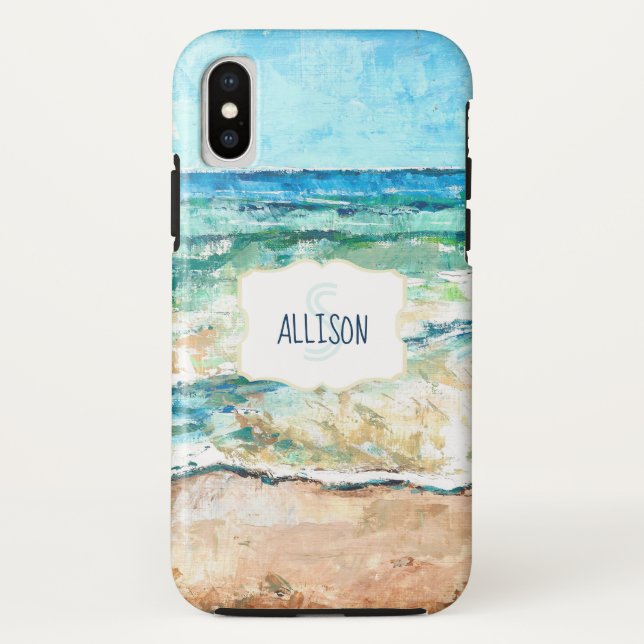 Beach Water Coastal Shoreline Monogram Case-Mate iPhone Case (Back)