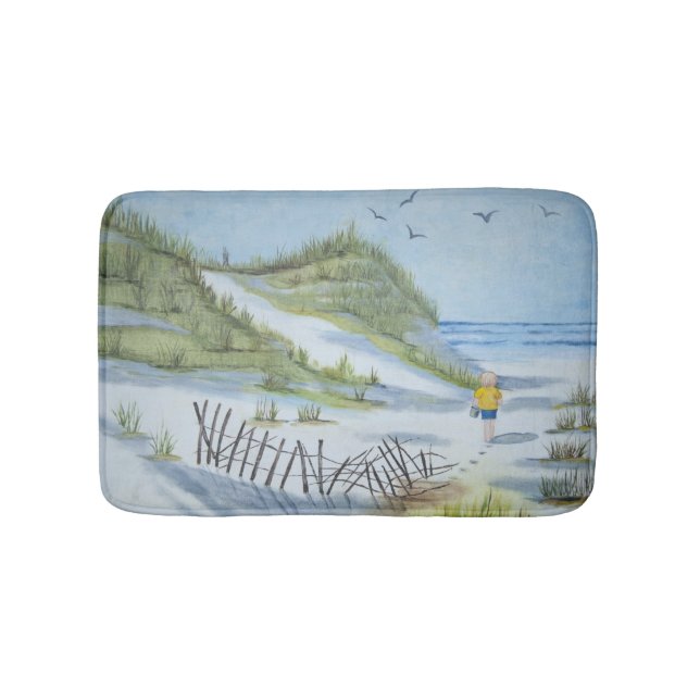 Beach watercolor bathroom mat (Front)