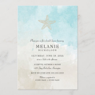 Beach Watercolor Bridal Shower Invitation