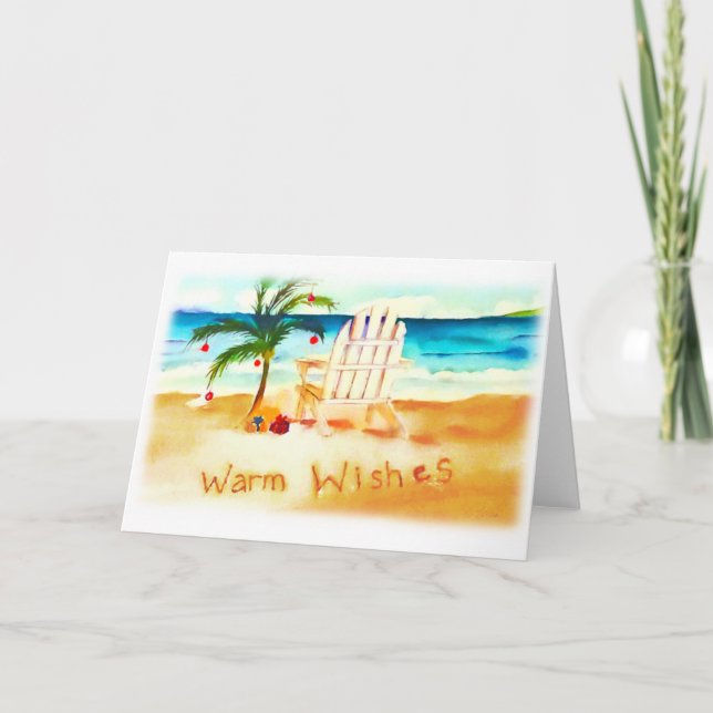 Beach Watercolor Christmas Card (Front)