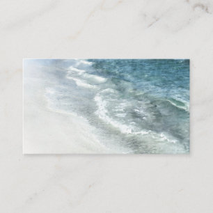 Beach Watercolor - Coastal Teal Dark Blue Waves Business Card