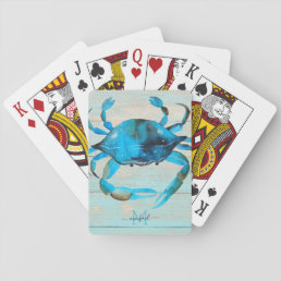 Beach Watercolor Crab Bicycle Playing Cards