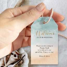 Beach Watercolor Destination Wedding Welcome Bag Gift Tags