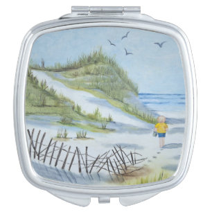 Beach watercolor makeup mirror