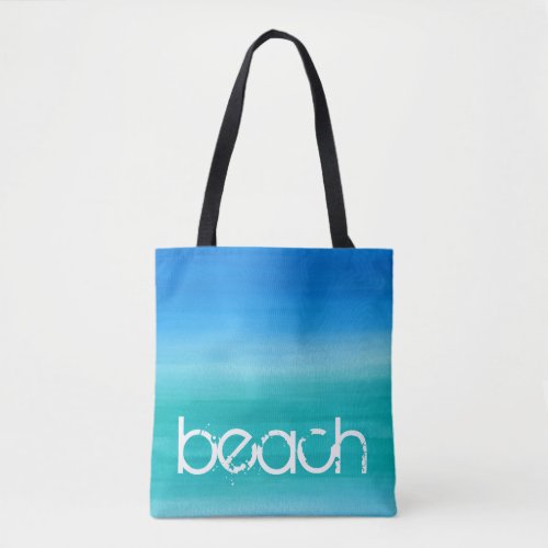 Beach Watercolor Ocean Blue Green Tote Bag