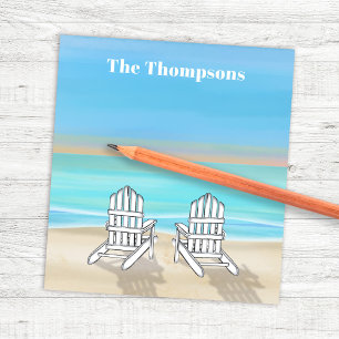 Beach Watercolor Ocean Seashore Adirondack Chairs Notepad