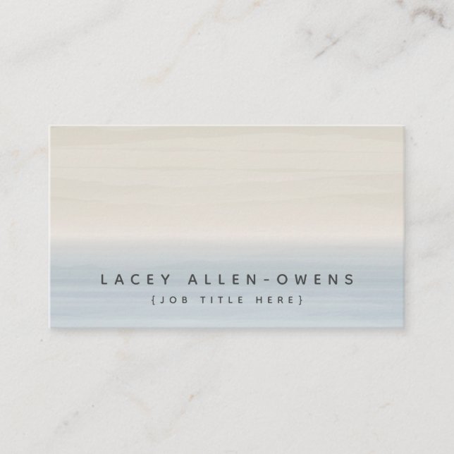 Beach Watercolor Ombre Generic Template Business Card (Front)