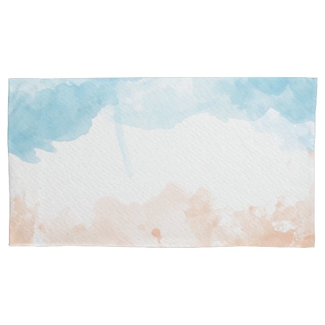 Beach Watercolor Pillow Case (Front)