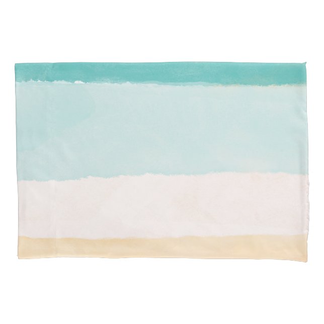 Beach Watercolor Pillow Case (Front)