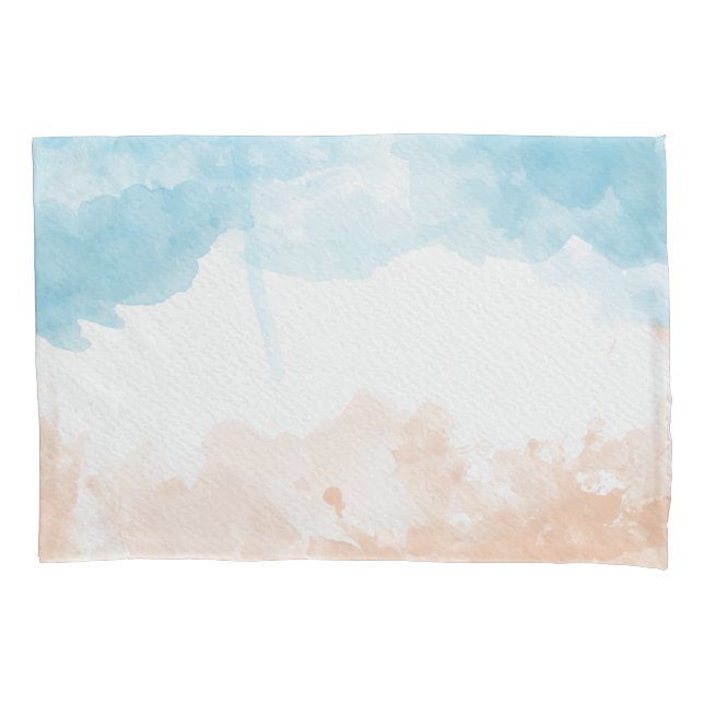 Beach Watercolor Pillow Case (Front)