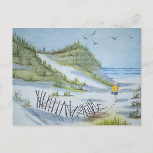 Beach watercolor postcard