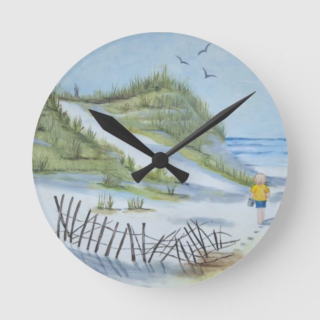 Beach watercolor round clock (Front)