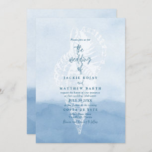 Beach Watercolor Seashell Wedding Invitation
