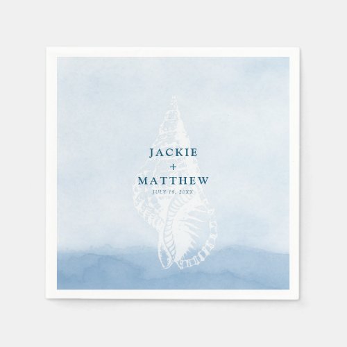 Beach Watercolor Seashell Wedding Napkins