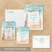 Beach Watercolor Shore Destination Wedding RSVP Card