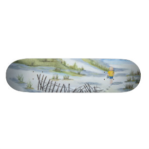 Beach watercolor skateboard deck