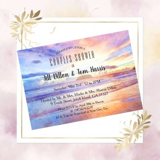 Beach Watercolor Sunrise Couples Shower