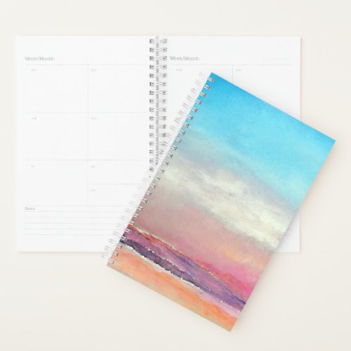 Beach Watercolor Sunset Pastels Planner