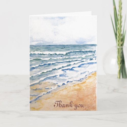 Beach watercolor thank you card