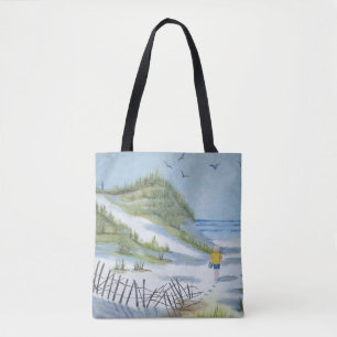 Beach watercolor tote bag
