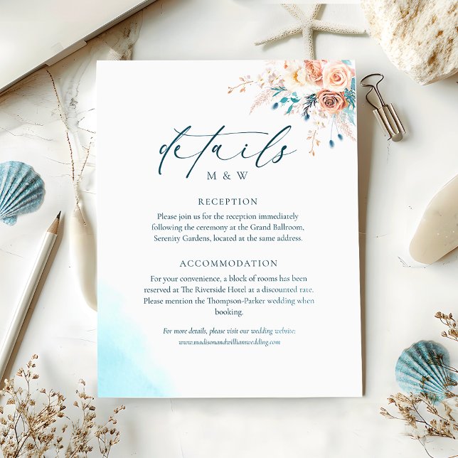 Beach Watercolor Wedding Enclosure Card (Creator Uploaded)