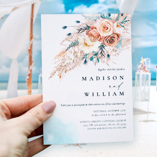 Beach Watercolor Wedding Invitation