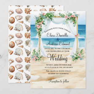Beach Watercolor Wedding Invitation