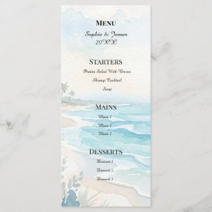 Beach Watercolor Wedding Menu