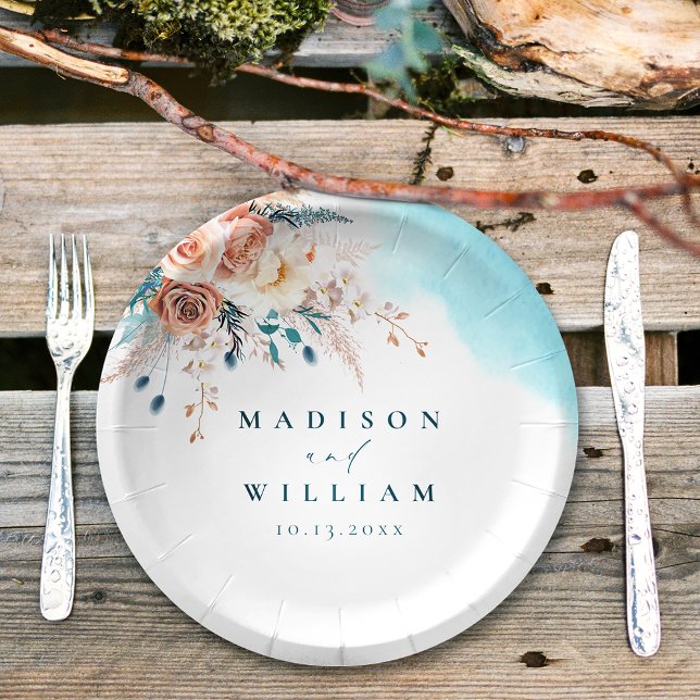 Beach Watercolor Wedding Paper Plates (Creator Uploaded)