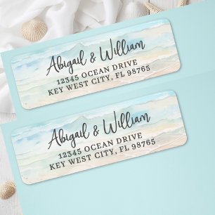 Beach Watercolor Wedding Return Address Label