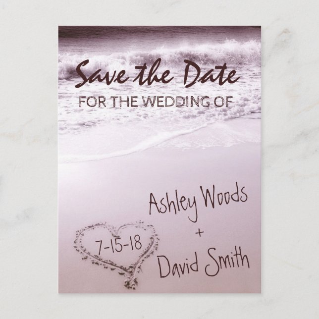 Beach Wave Save The Date Postcard (Front)