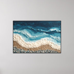 Beach Wave Shoreline Painting – Abstract Wall Art