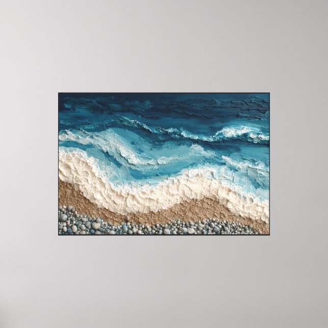 Beach Wave Shoreline Painting – Abstract Wall Art (Front)