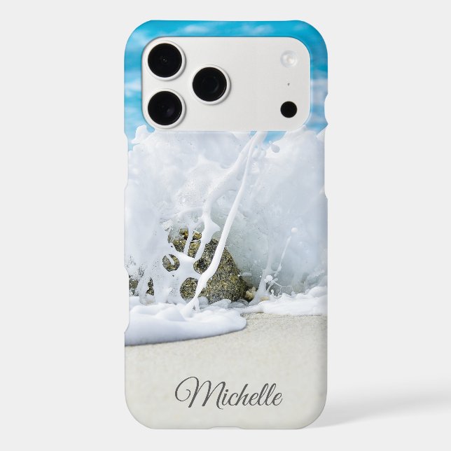Beach Wave Splash Personalized Name Iphone Case (Back)