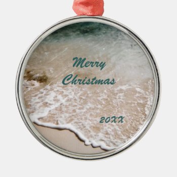 Beach Wavelet Dated Metal Ornament by h2oWater at Zazzle