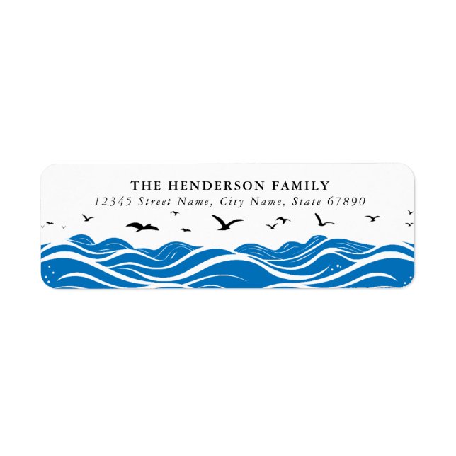 Beach Waves and Birds Return Address Labels (Front)
