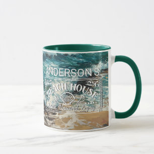 Beach Waves and Sand theme Painting Mug