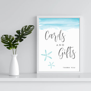 Beach Waves And Starfish Gift And Cards Sign by Naokko at Zazzle
