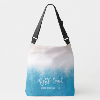 Beach Waves Blue Waters w Custom Text Crossbody Bag