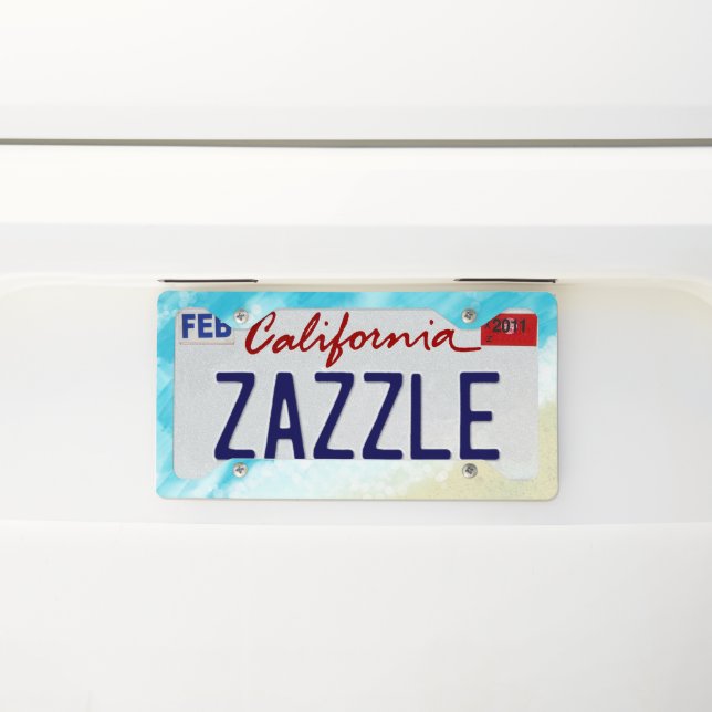 Beach Waves Bokeh Lights Watercolor License Plate Frame (On Car)