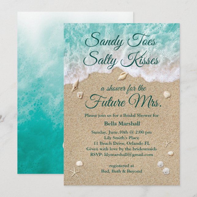 Beach Waves Bridal Shower Invitation (Front/Back)