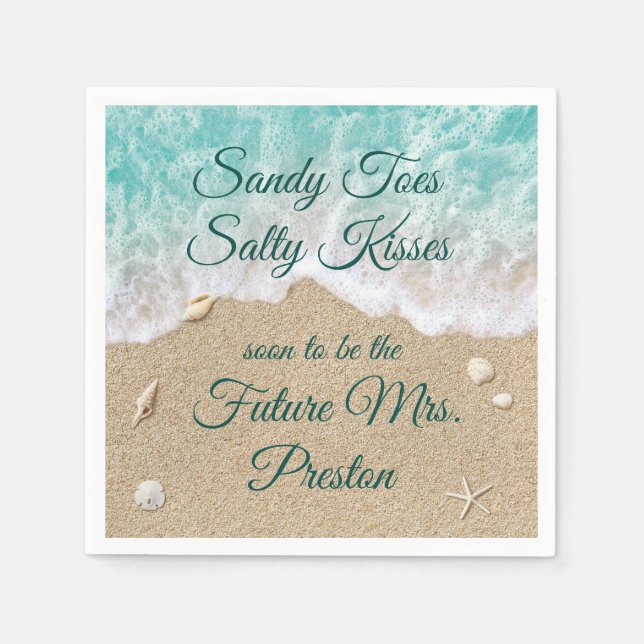 Beach Waves Bridal Shower Napkin (Front)