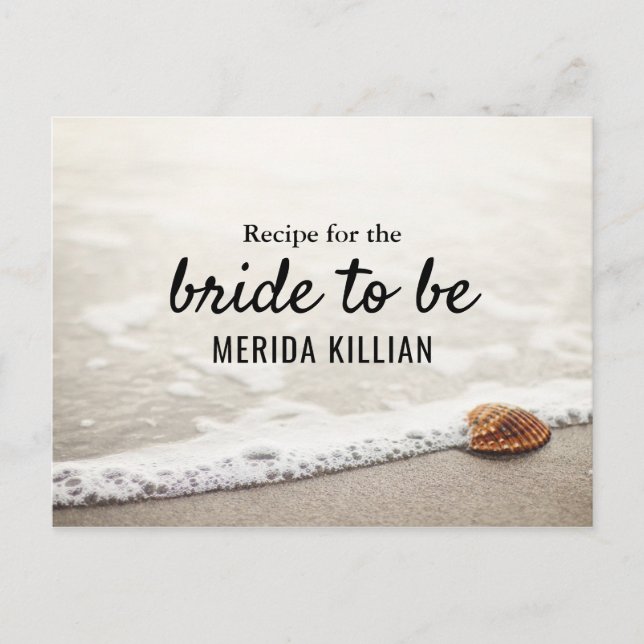 Beach Waves Bridal Shower Recipe Postcard (Front)