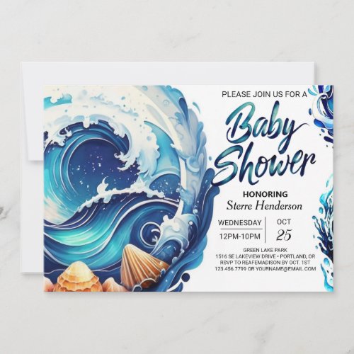 Beach Waves Chic Baby Shower Invitation