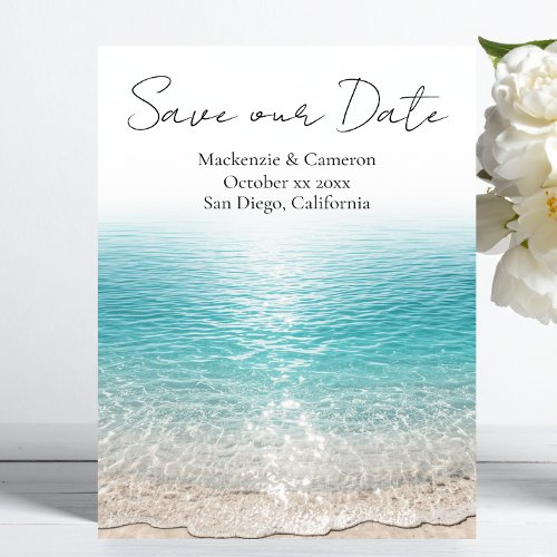 Beach Waves & Clear Water Tropical Save our Date Invitation