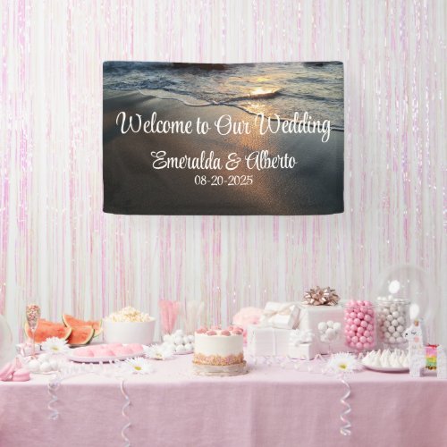 Beach Waves Coastal Destination Wedding Banner