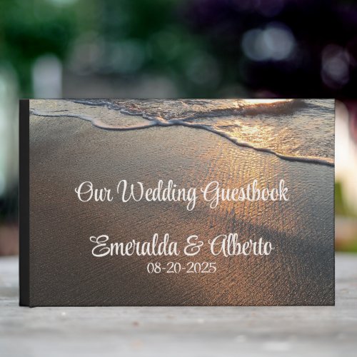 Beach Waves Coastal Destination Wedding Guest Book