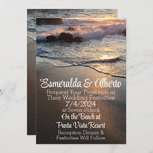 Beach Waves Coastal Destination Wedding Invitation