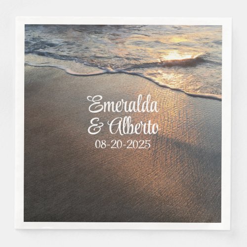 Beach Waves Coastal Destination Wedding Paper Dinner Napkins